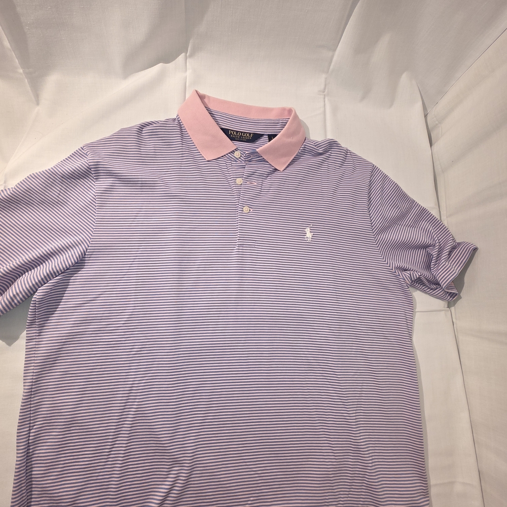 Polo by Ralph Lauren Pink and Blue Striped Polo Shirt